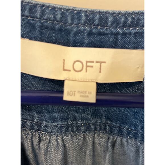 LOFT Denim Short Sleeve Dress Size 10T EUC Indie Boho Western Cottage - Picture 3 of 7